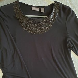 Chico's Black sequined top, size small